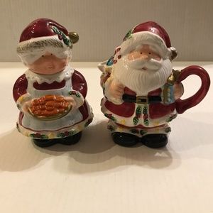Vintage Mr And Mrs Claus Sugar Bowl And Creamer